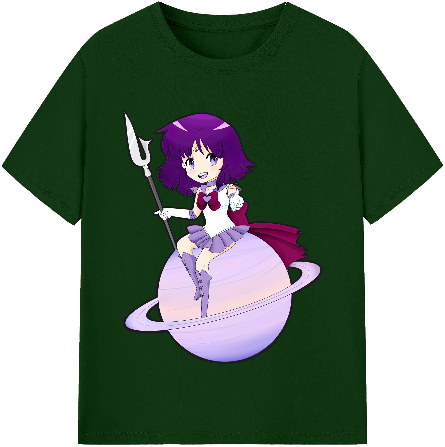 （画像用） 美少女戦士セーラームーン 土萠ほたる Sailor Moon Tomoe Hotaru （セーラーサターン；Sailor Saturn） 綿100％半袖Tシャツ（フロントプリント）